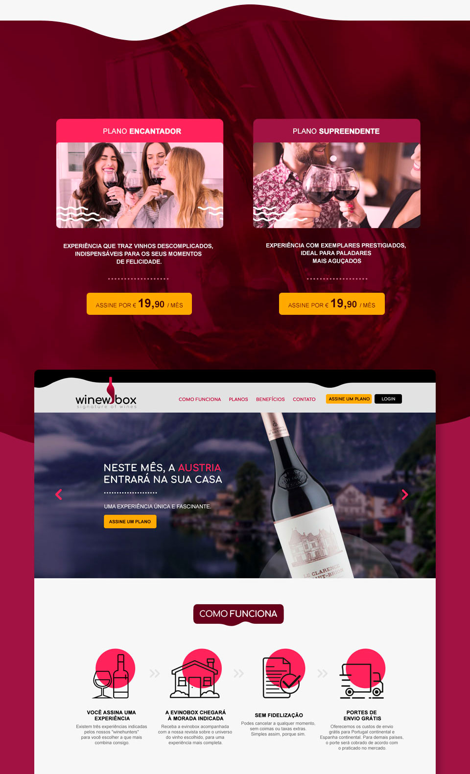 Criação da landing page para o clube de assinaturas de vinhos Winewbox de Portugal